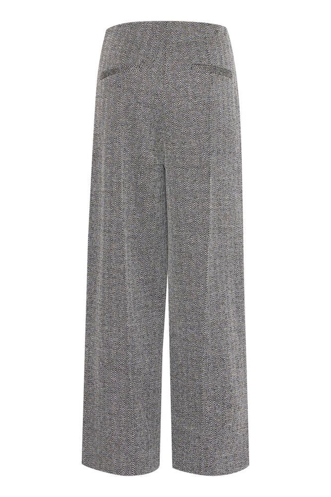 ICHI Kate Jacquard Trouser - Black Herringbone