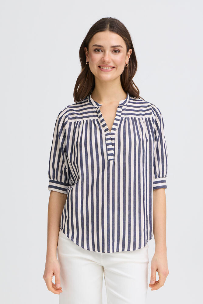 FRANSA Donnie Striped Blouse - Navy