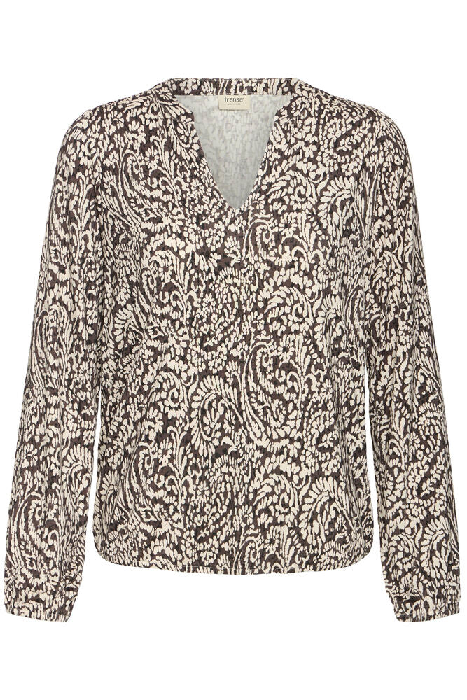FRANSA Amy Blouse - Chocolate Print