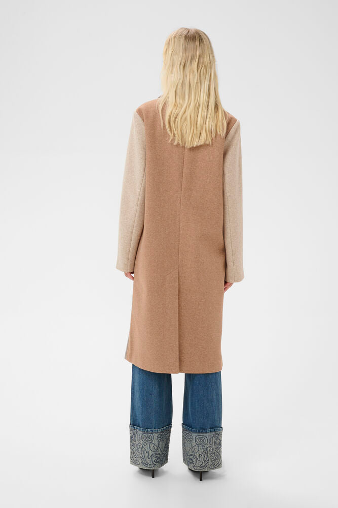 CULTURE Rivala Palona Colour-block Long Coat - Dune
