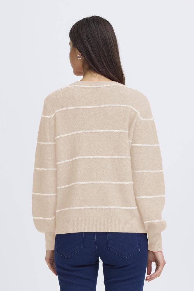 FRANSA Kendra Striped Jumper - Taupe/Cream