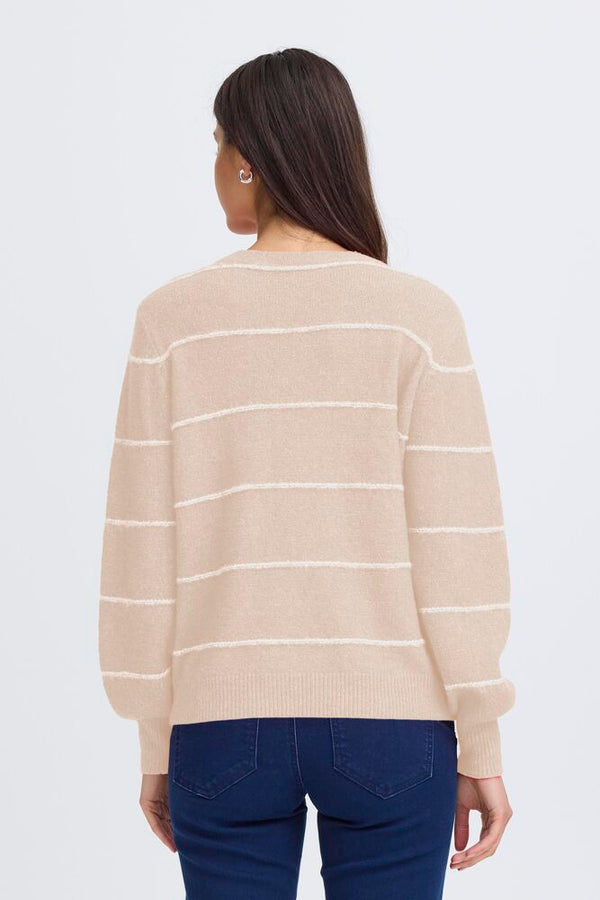 FRANSA Kendra Striped Jumper - Taupe/Cream