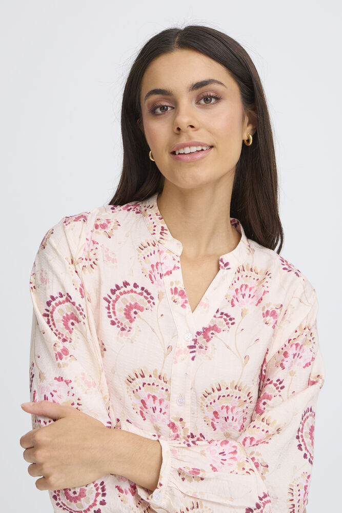 FRANSA Kalia Floral V-Neck Blouse - Pink Print