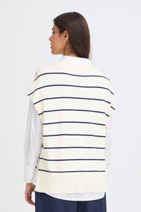 FRANSA Short Sleeve Jumper - Navy/White