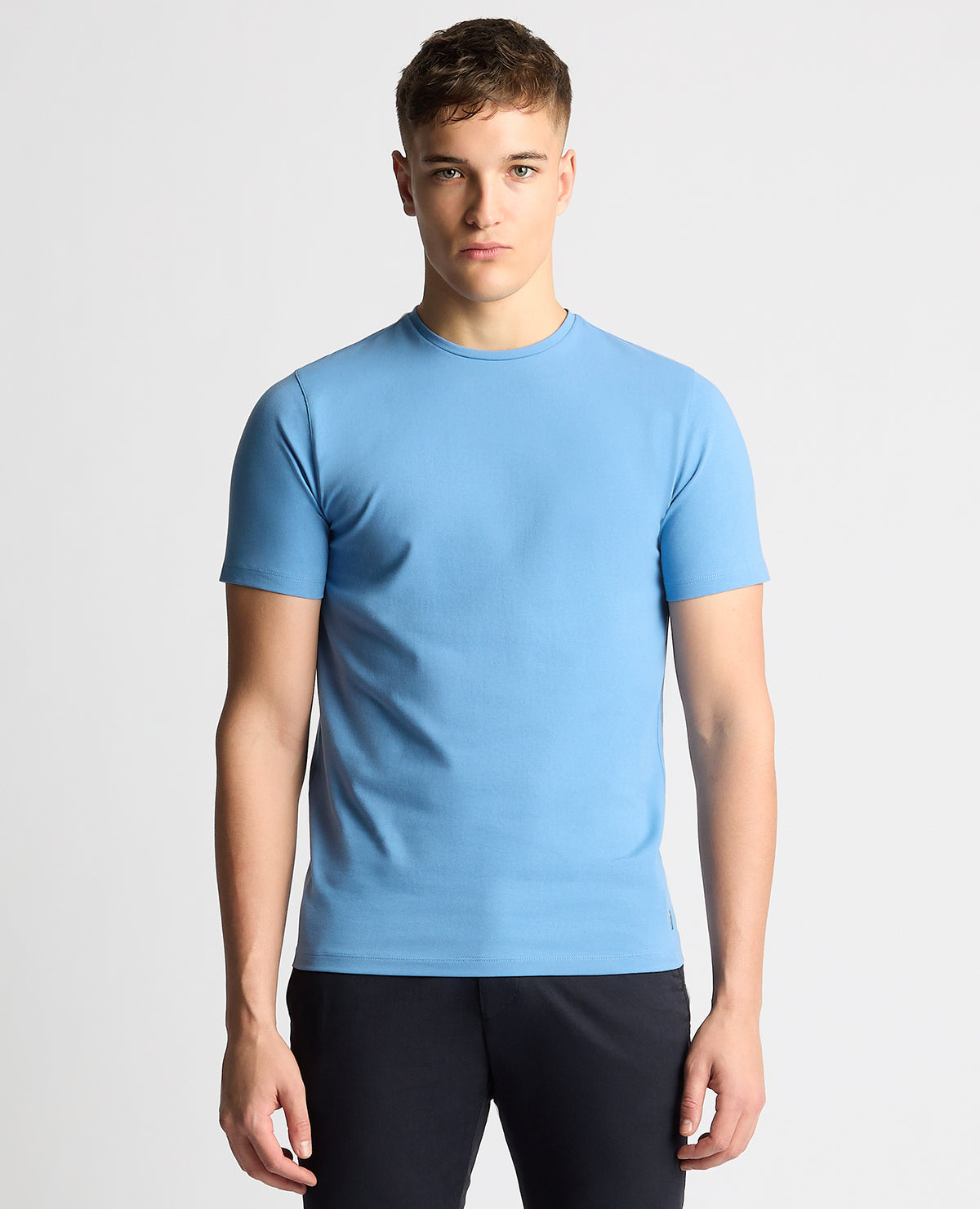 REMUS UOMO O-Neck Casual T-Shirt - Sky Blue