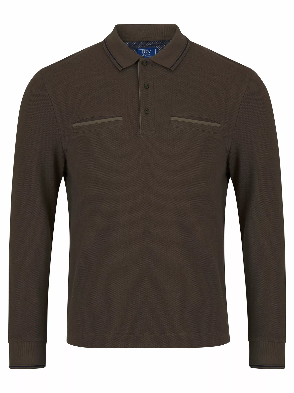 DG'S DRIFTER Long Sleeve Casual Polo Shirt - Brown