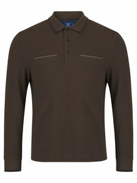 DG'S DRIFTER Long Sleeve Casual Polo Shirt - Brown