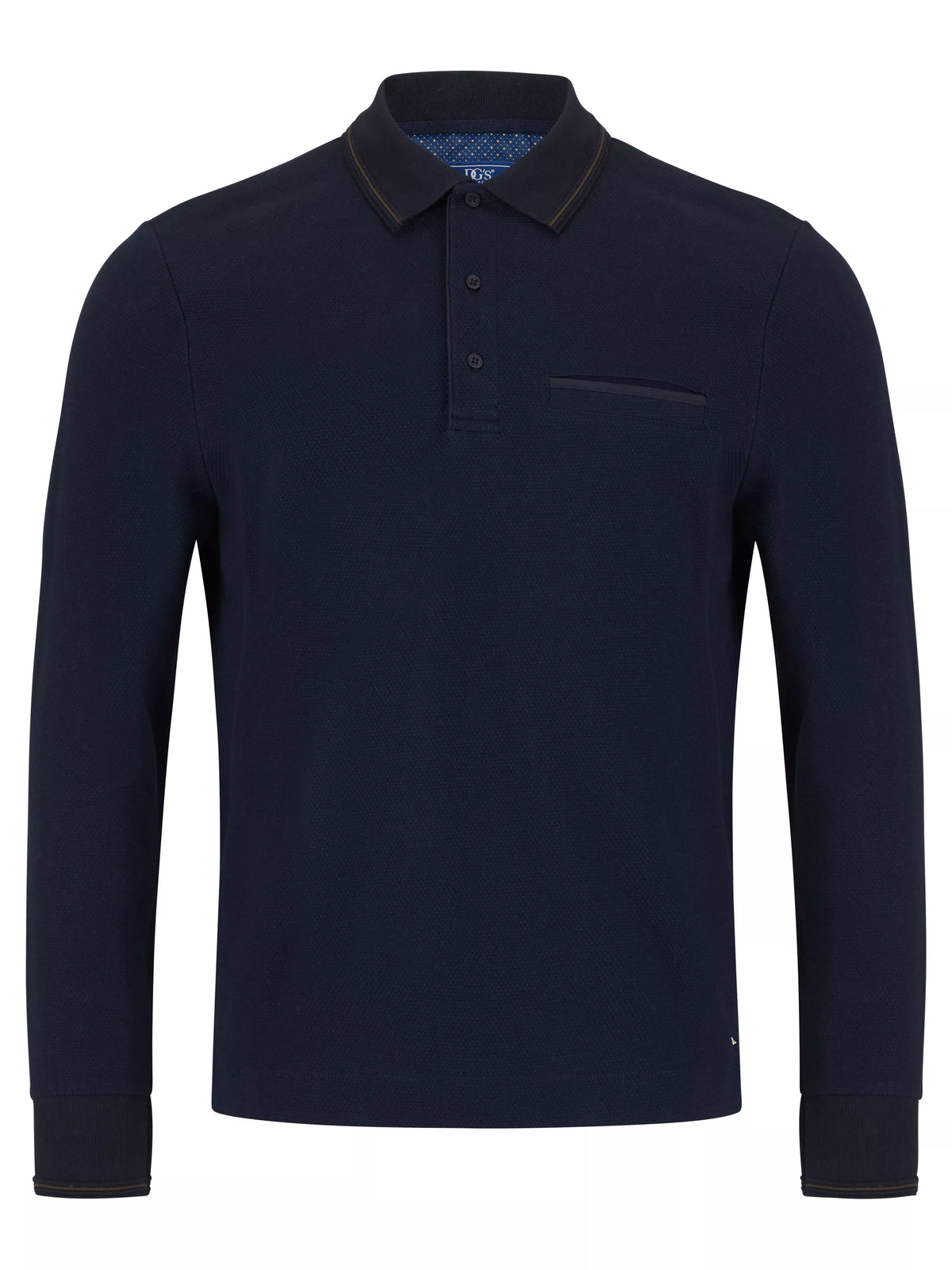DG'S DRIFTER Long Sleeve Casual Polo Shirt - Navy