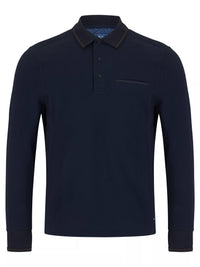 DG'S DRIFTER Long Sleeve Casual Polo Shirt - Navy