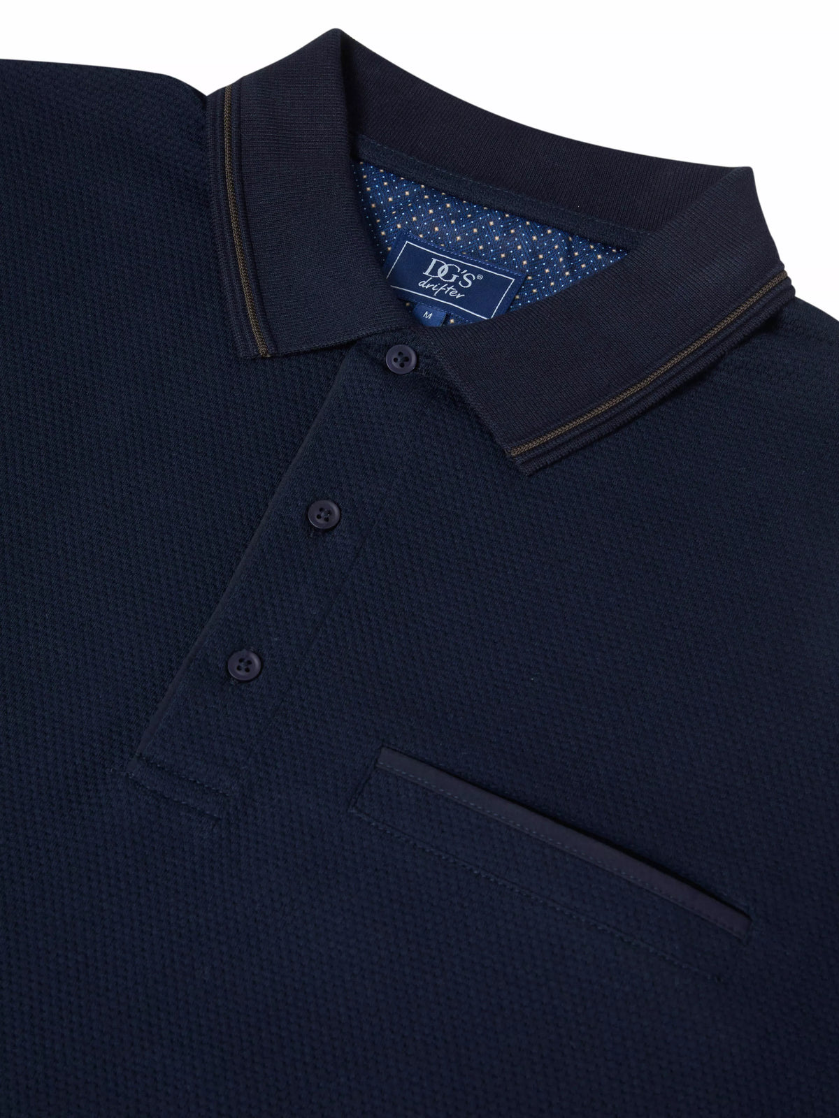 DG'S DRIFTER Long Sleeve Casual Polo Shirt - Navy