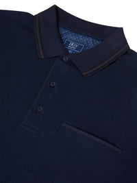 DG'S DRIFTER Long Sleeve Casual Polo Shirt - Navy