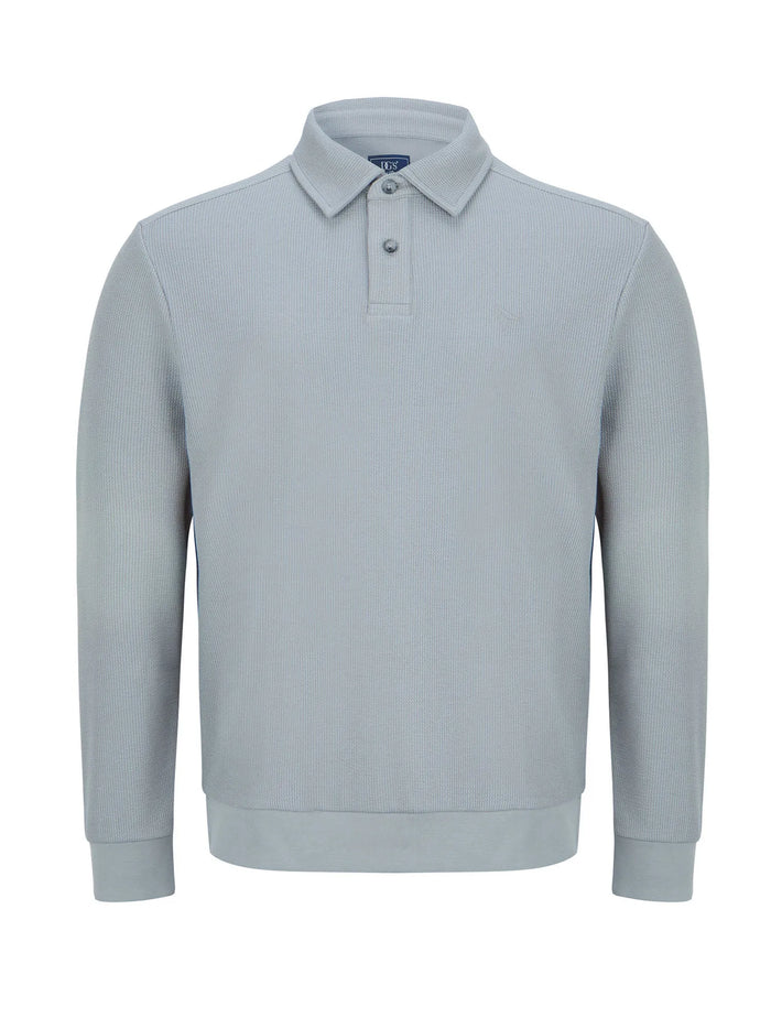 DG'S DRIFTER Long Sleeve Casual Polo Shirt - Light Grey