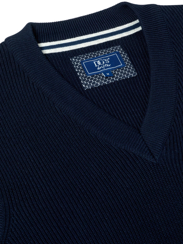 DG'S DRIFTER Sleeveless V-Neck Sweater - Navy