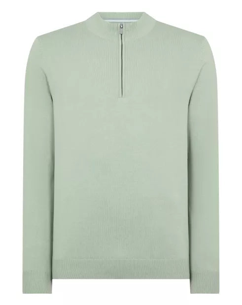 REMUS UOMO Men's Cotton Half Zip Jumper - Green