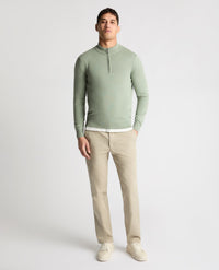 REMUS UOMO Men's Cotton Half Zip Jumper - Green