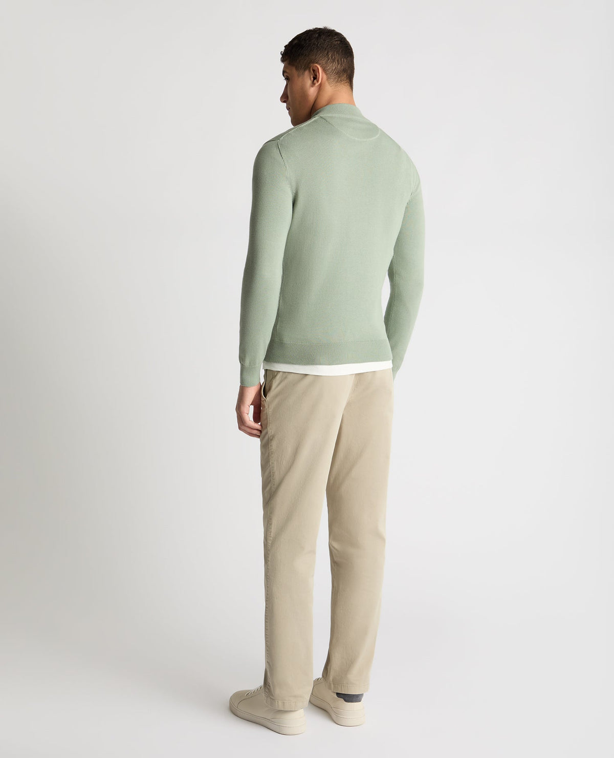REMUS UOMO Men's Cotton Half Zip Jumper - Green
