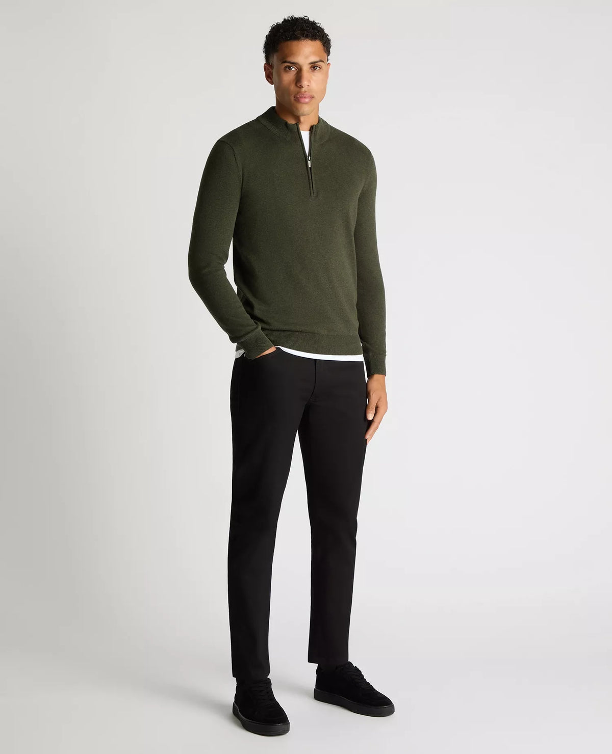 REMUS UOMO Men's Half Zip Sweater - Khaki