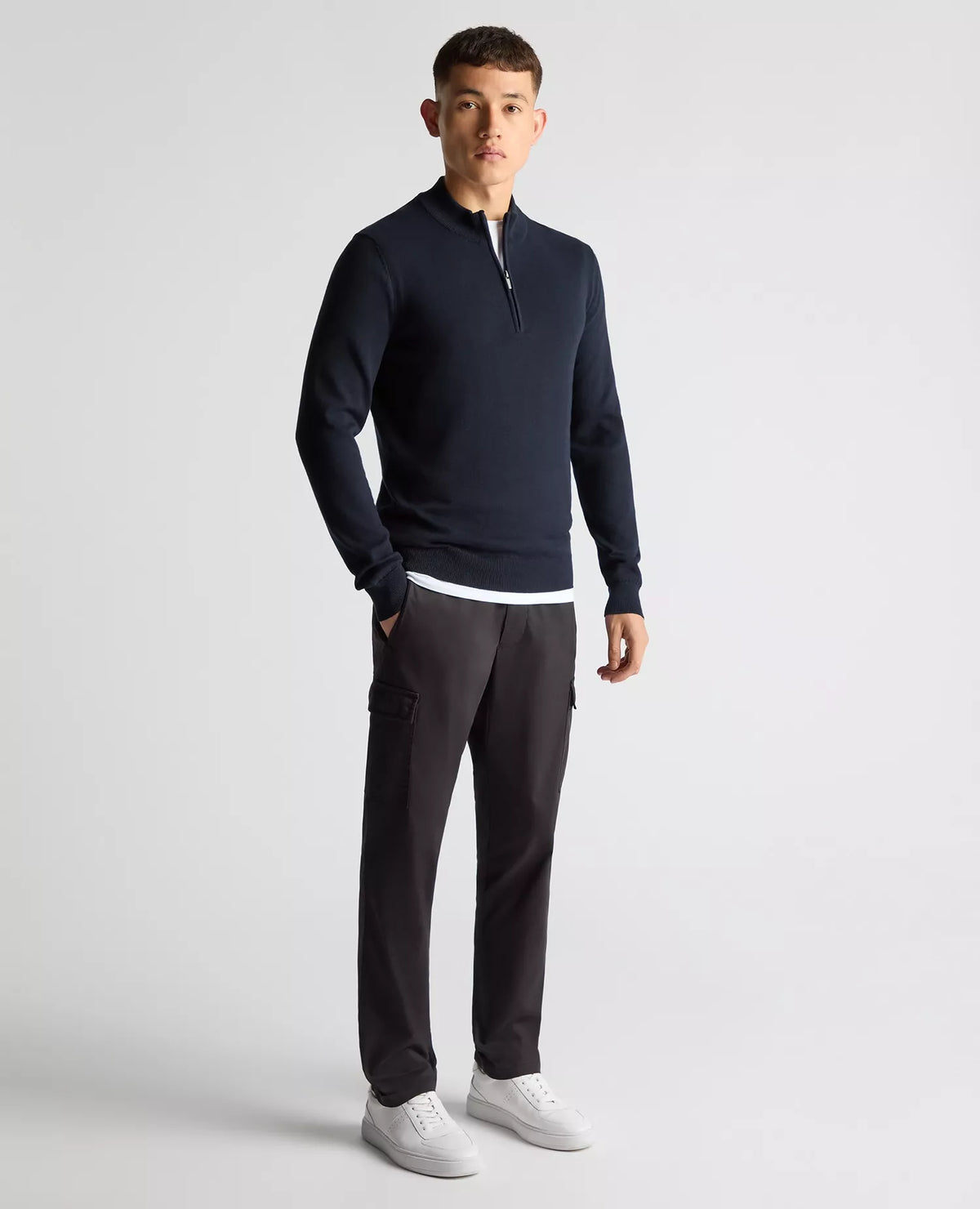 REMUS UOMO Men's Half Zip Sweater - Navy