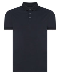 REMUS UOMO Men's Tapered Fit Cotton-Stretch Polo Shirt - Navy