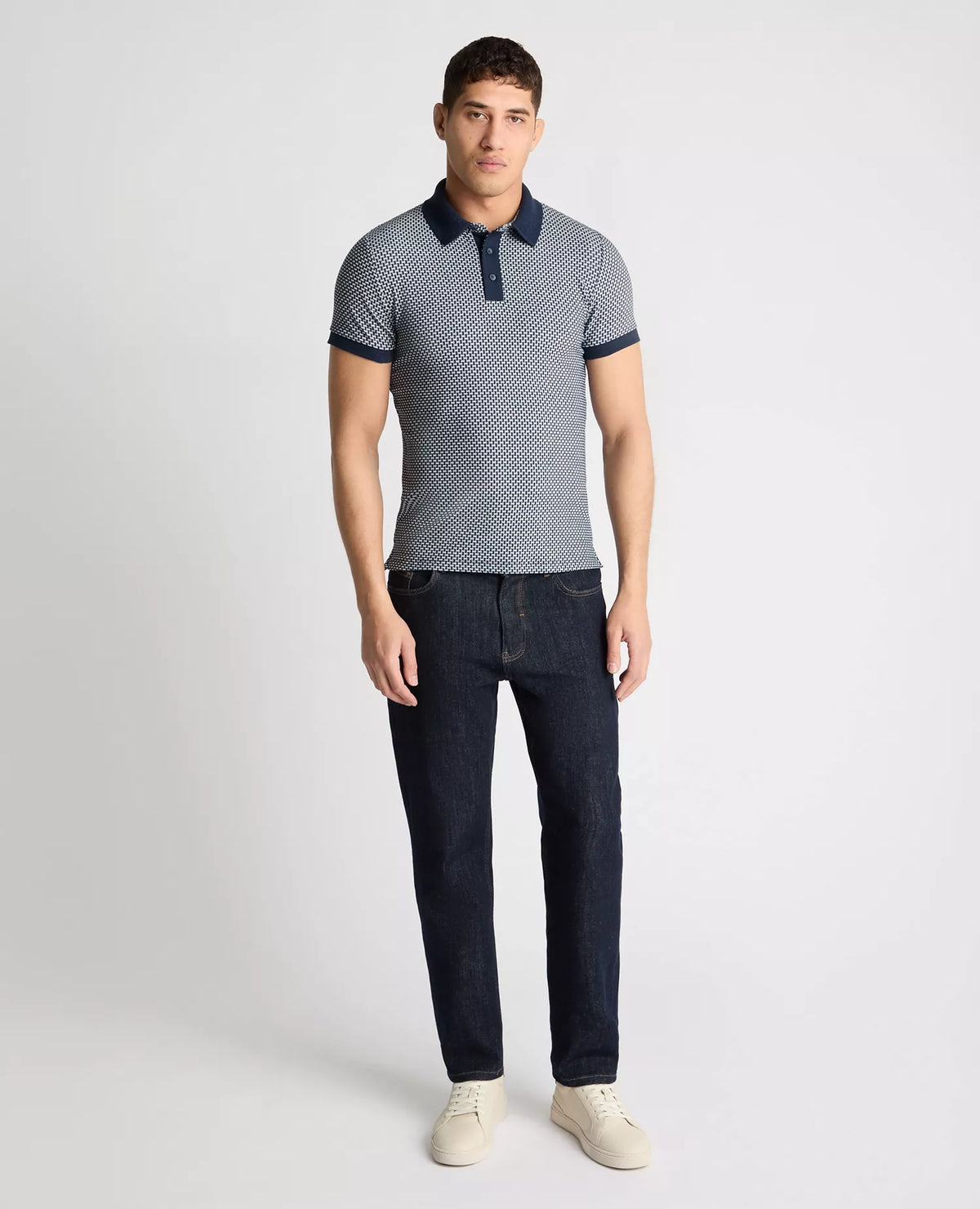 REMUS UOMO SS Tipped Casual Polo Shirt - Dark Blue