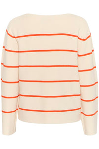 ICHI Boston Striped Pullover - Cream
