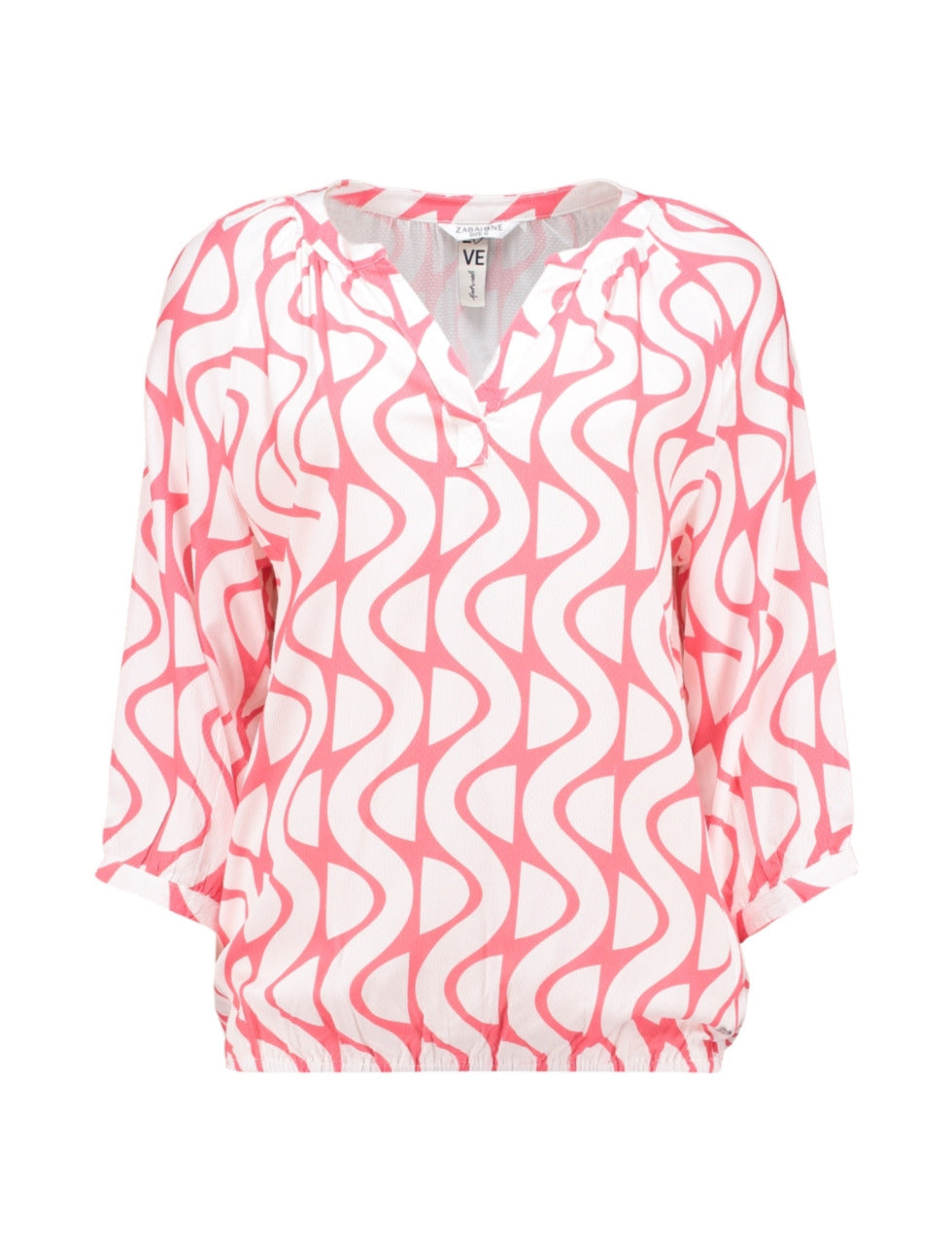 ZABAOINE Cornelia Geometric Blouse - Coral