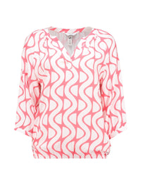 ZABAOINE Cornelia Geometric Blouse - Coral