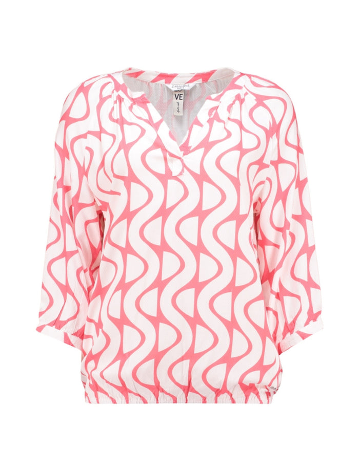 ZABAOINE Cornelia Geometric Blouse - Coral