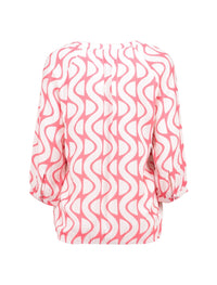 ZABAOINE Cornelia Geometric Blouse - Coral