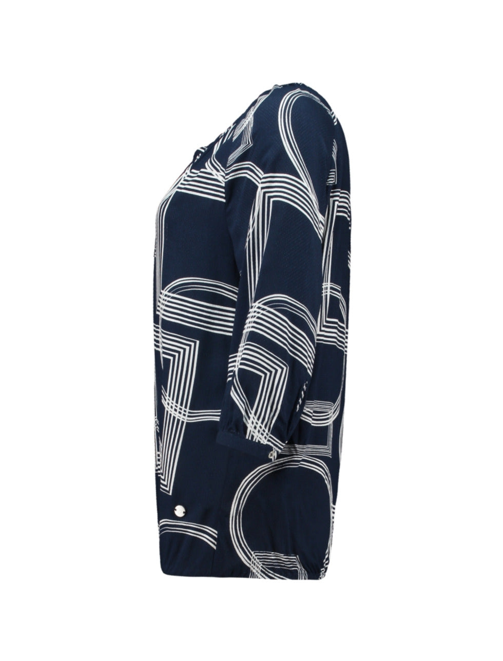 ZABAOINE Cornelia Geometric Blouse - Navy