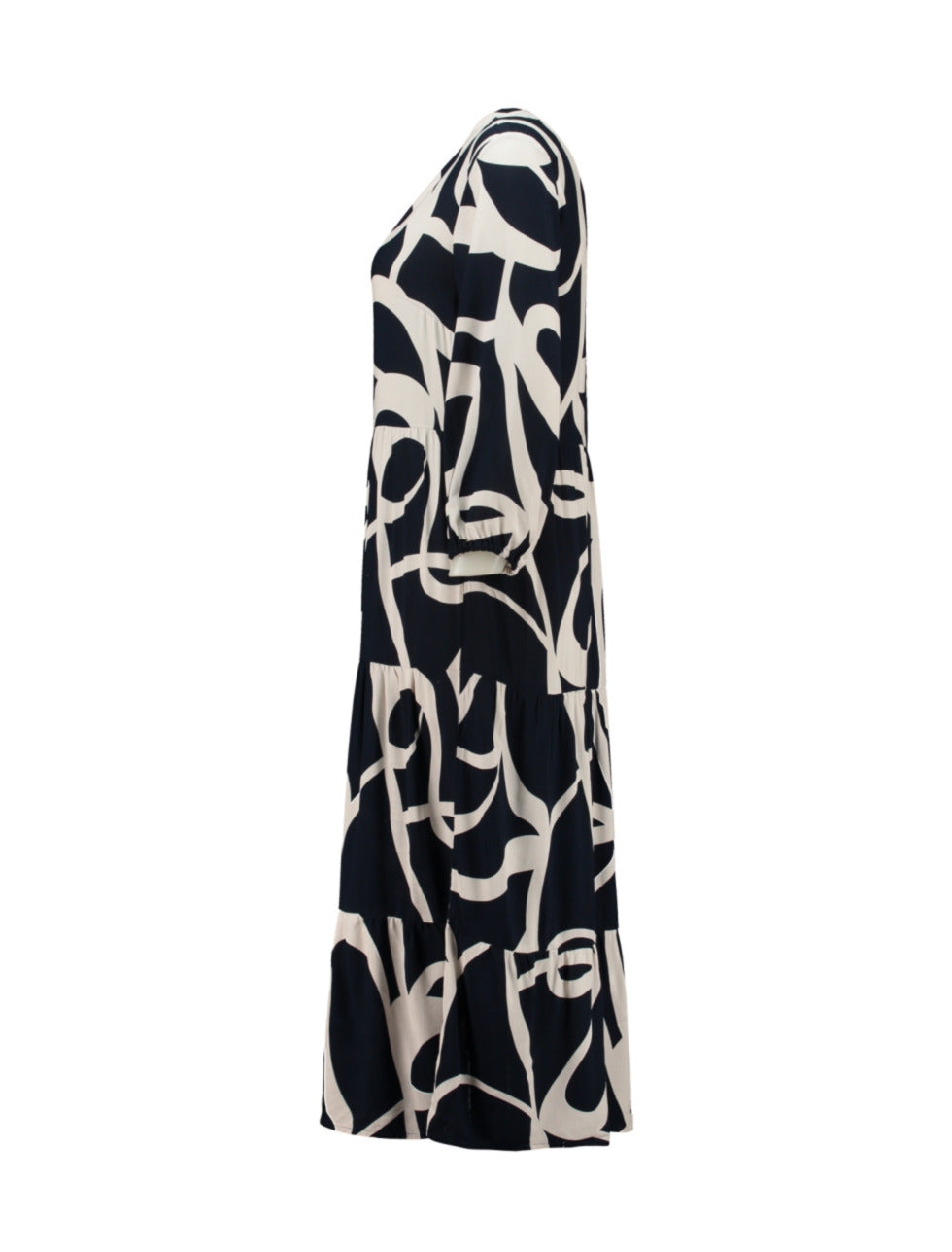 ZABAOINE V-Neck 3/4 Sleeve Dress - Print