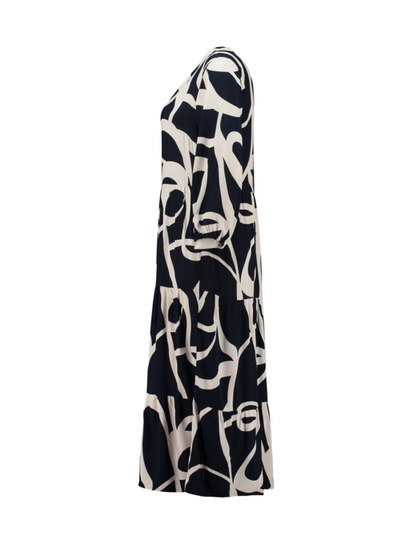 ZABAOINE V-Neck 3/4 Sleeve Dress - Print