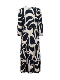 ZABAOINE V-Neck 3/4 Sleeve Dress - Print
