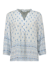 ZABAOINE Long Sleeve Top - Blue Print