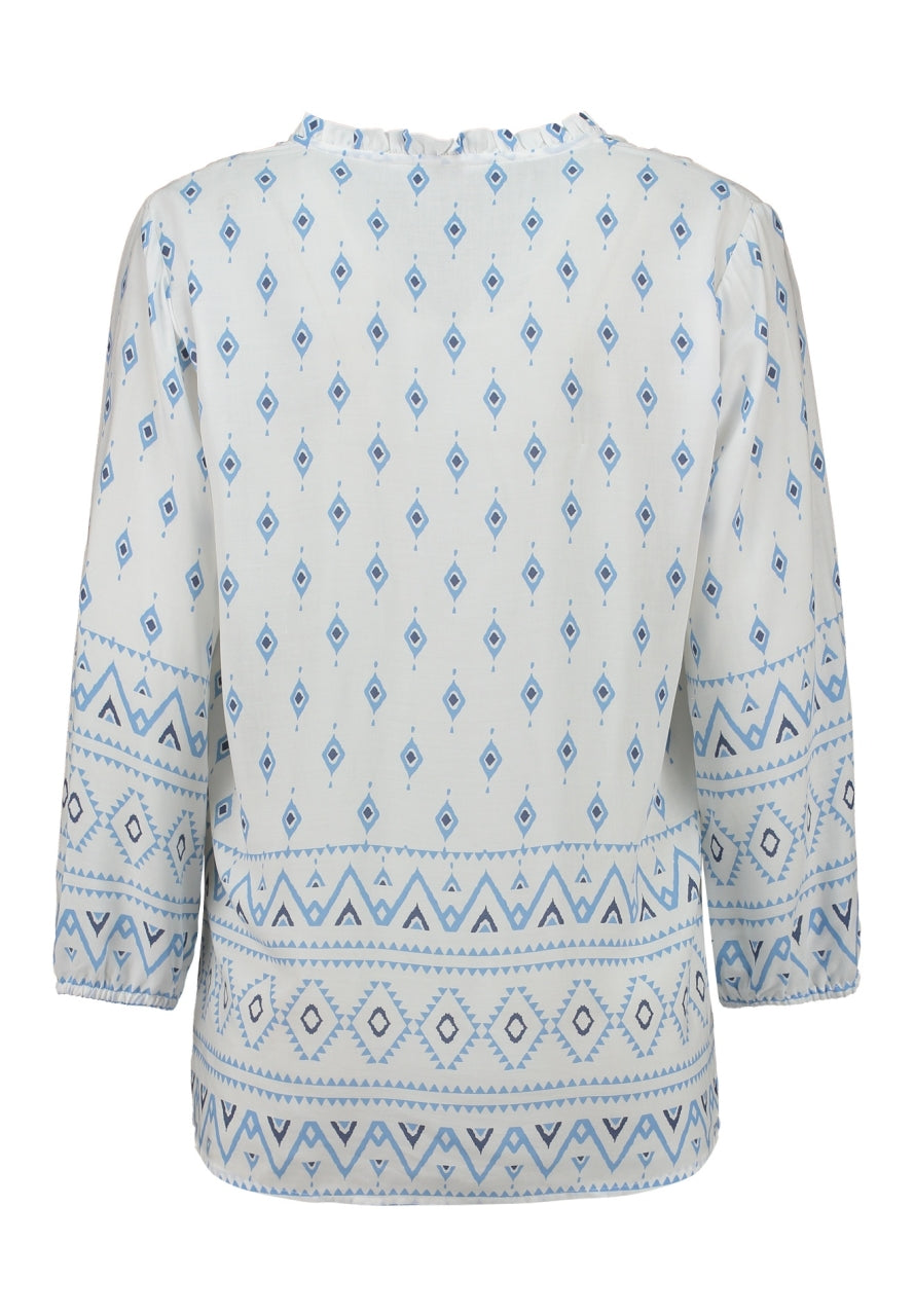 ZABAOINE Long Sleeve Top - Blue Print