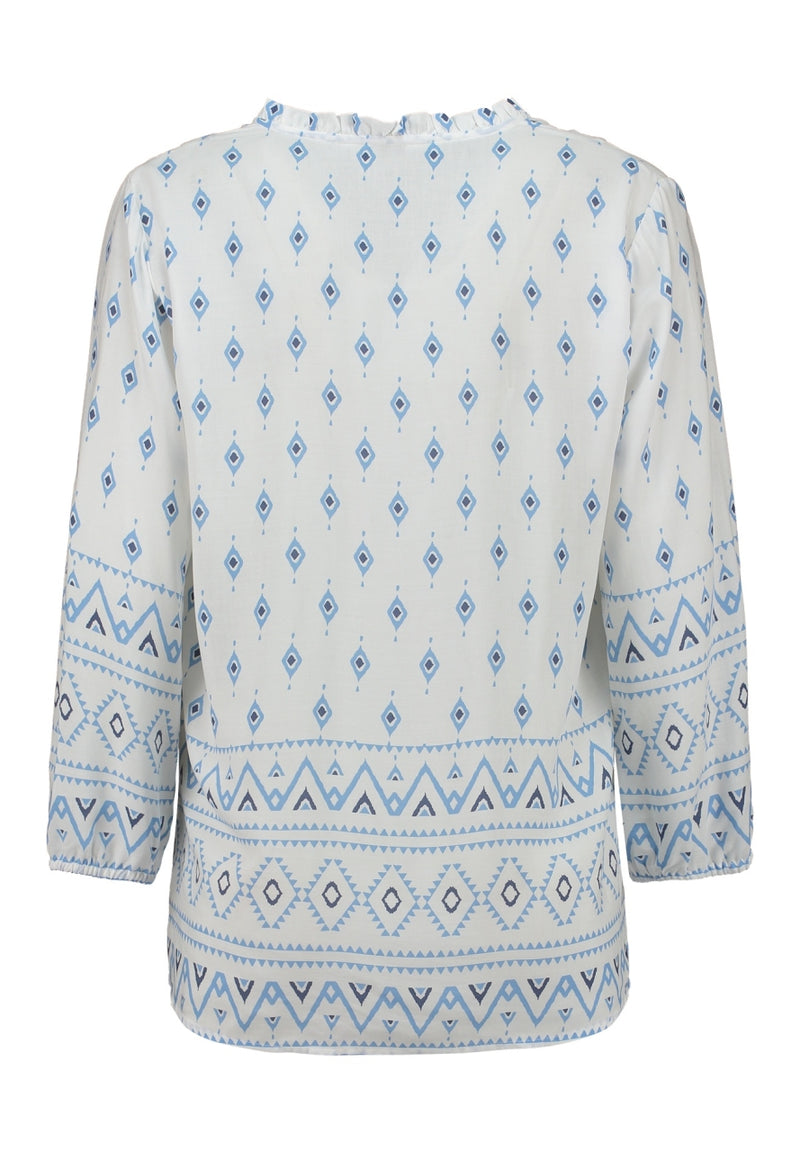 ZABAOINE Long Sleeve Top - Blue Print