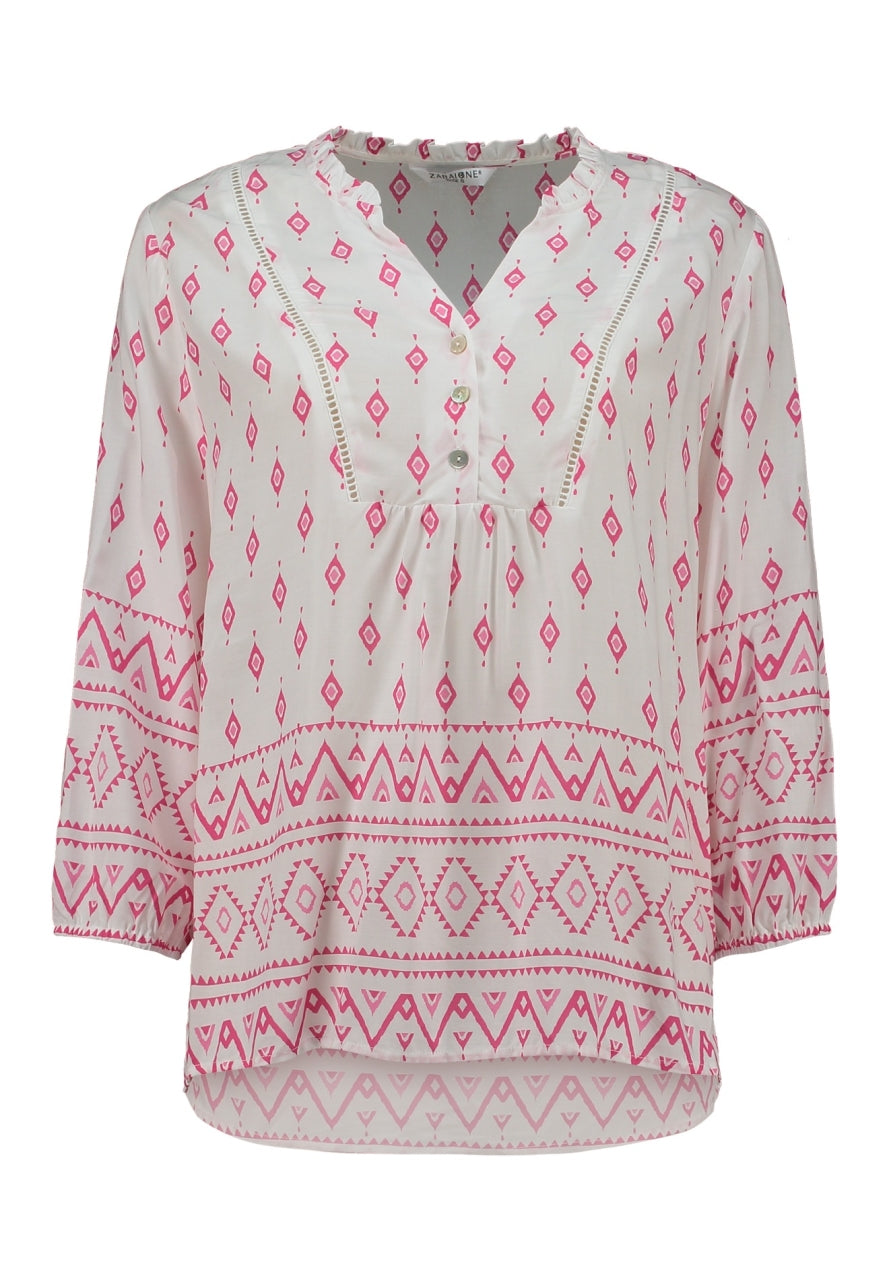 ZABAOINE Long Sleeve Top - Pink Print