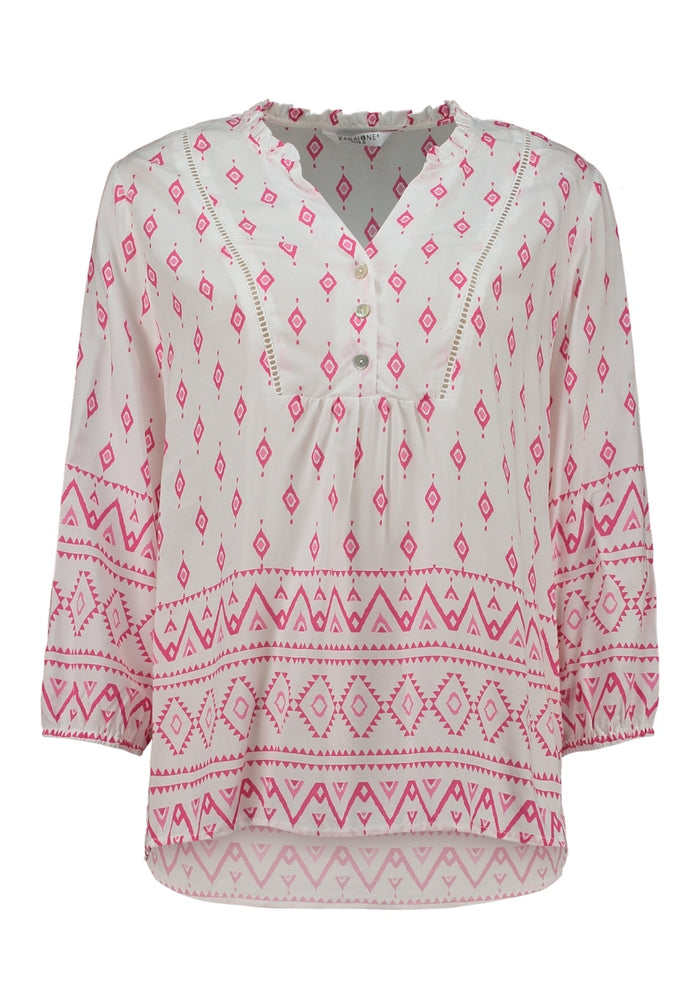 ZABAOINE Long Sleeve Top - Pink Print