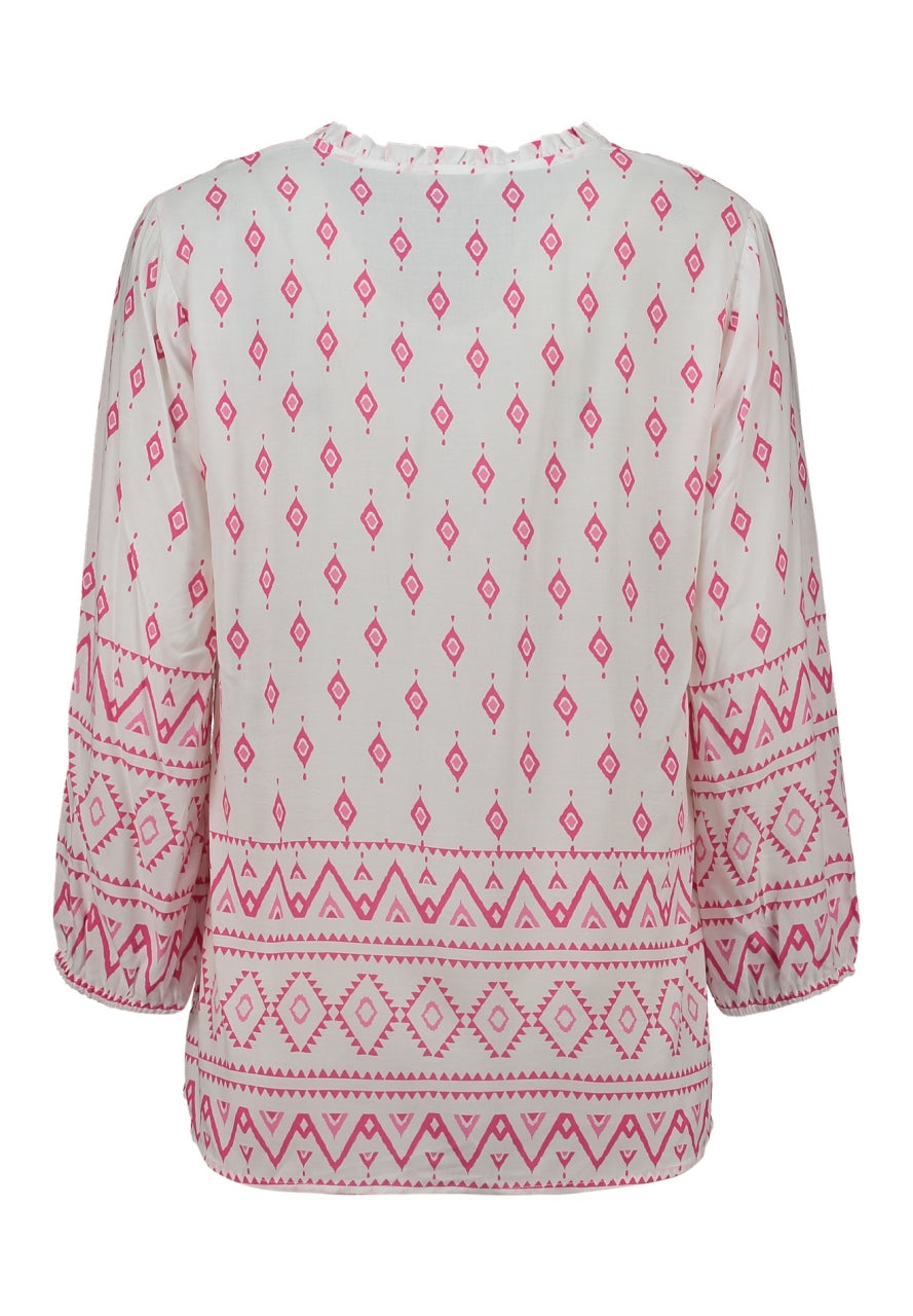 ZABAOINE Long Sleeve Top - Pink Print