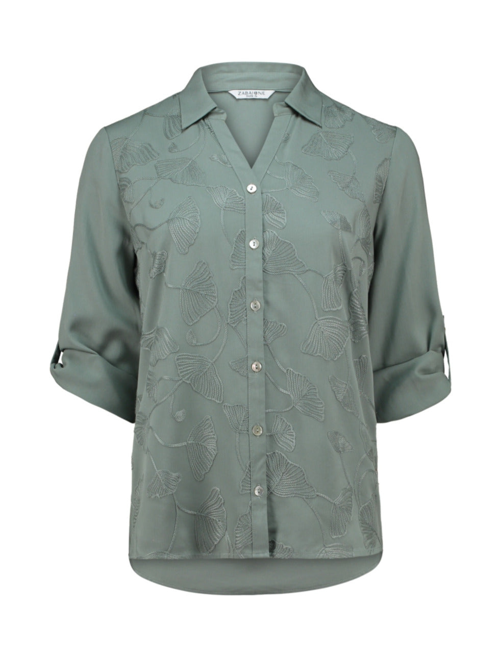 ZABAOINE Mid Sleeve Blouse - Sage