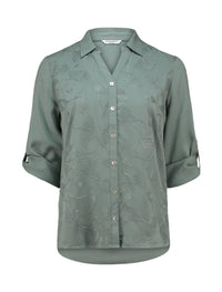 ZABAOINE Mid Sleeve Blouse - Sage