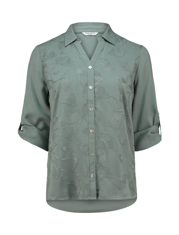 ZABAOINE Agnes Mid Sleeve Shirt - Sage