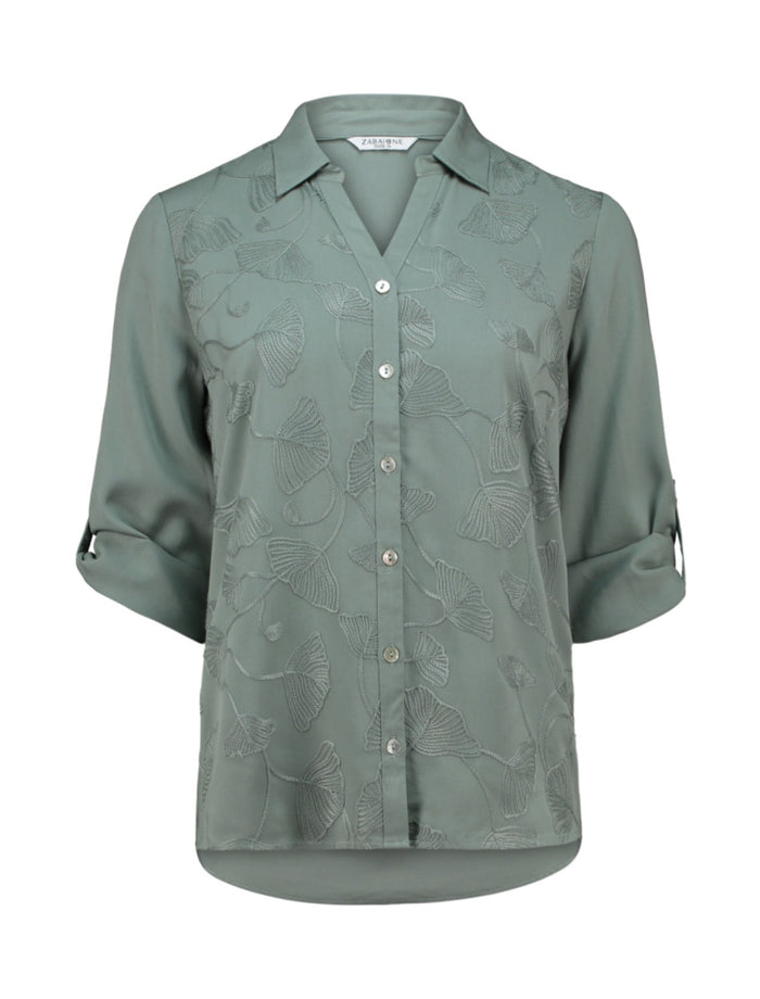 ZABAOINE Mid Sleeve Blouse - Sage