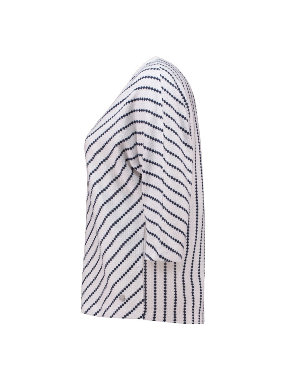 ZABAOINE Stripe V-Neck Jumper - Navy/White