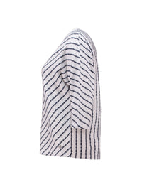 ZABAOINE Stripe V-Neck Jumper - Navy/White