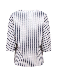 ZABAOINE Stripe V-Neck Jumper - Navy/White