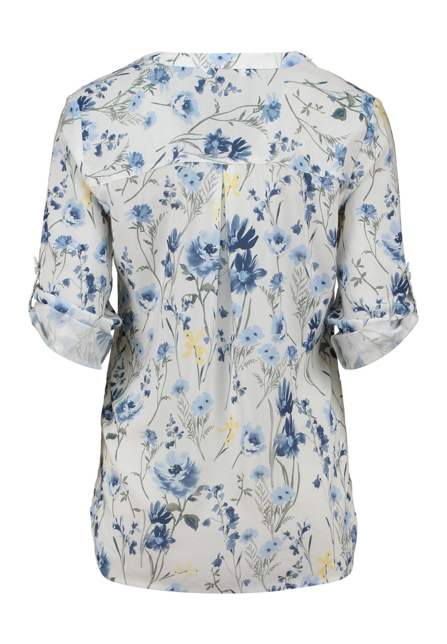 ZABAOINE Elara Floral Blouse - Blue