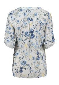 ZABAOINE Elara Floral Blouse - Blue