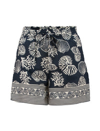 HAILYS Inara Ocean Print Shorts - Navy