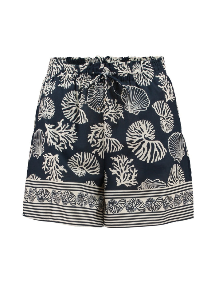 HAILYS Inara Ocean Print Shorts - Navy